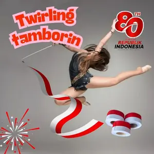 2 M Pita Twirling Lengkap Gagang Aluminium Aksesoris Tari Tamborin Gereja