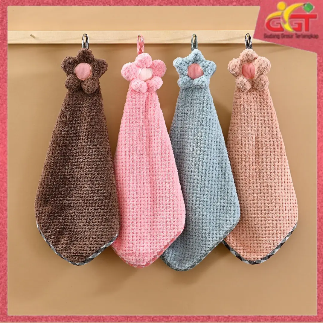 GGT Lap Tangan Gantung Coral Motif Polos Bunga Besar Handuk Tangan Kain Lap Dapur Handtowel