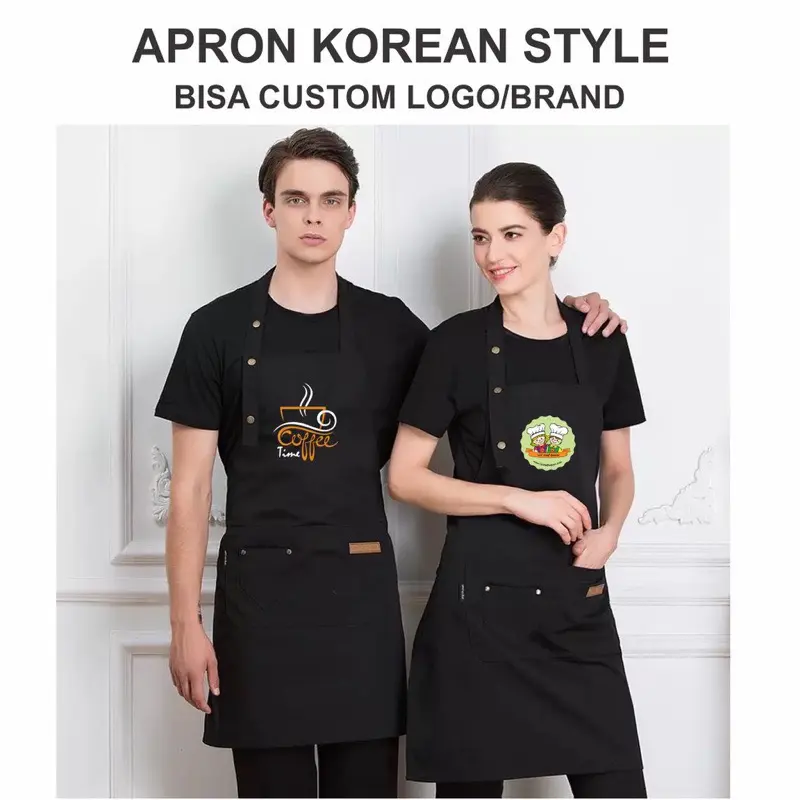 Apron Celemek Barista Korean Style Pria Wanita Apron Barista Celemek Dapur Anti Air 0