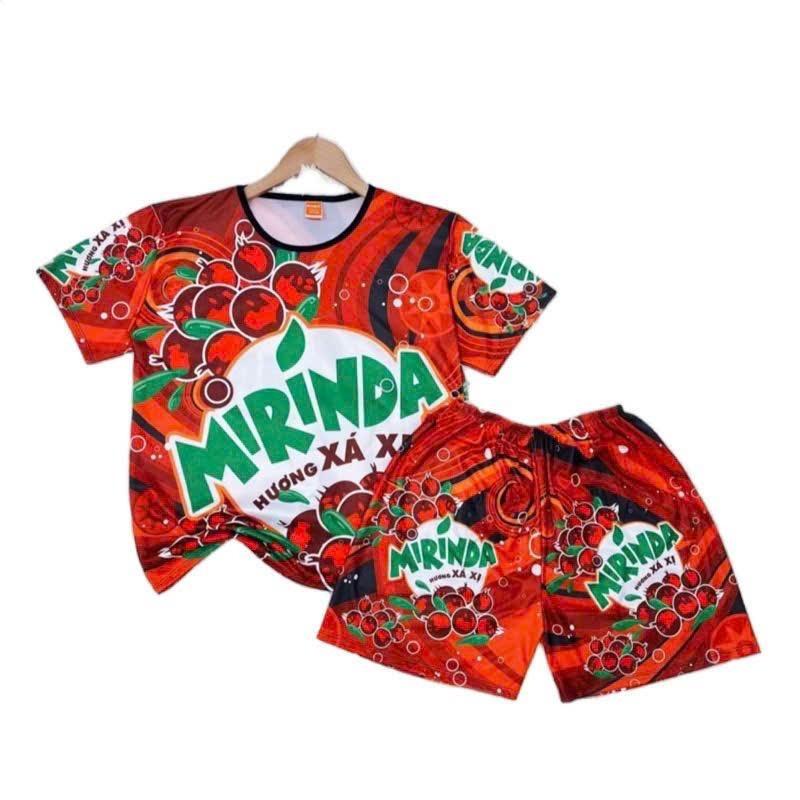  Mẫu đồ bộ quần đùi tay ngắn hoạ tiết XÁ XỊ MIRINDA đủ size từ 7kg đến 85kg chất thun mềm mịn mát 