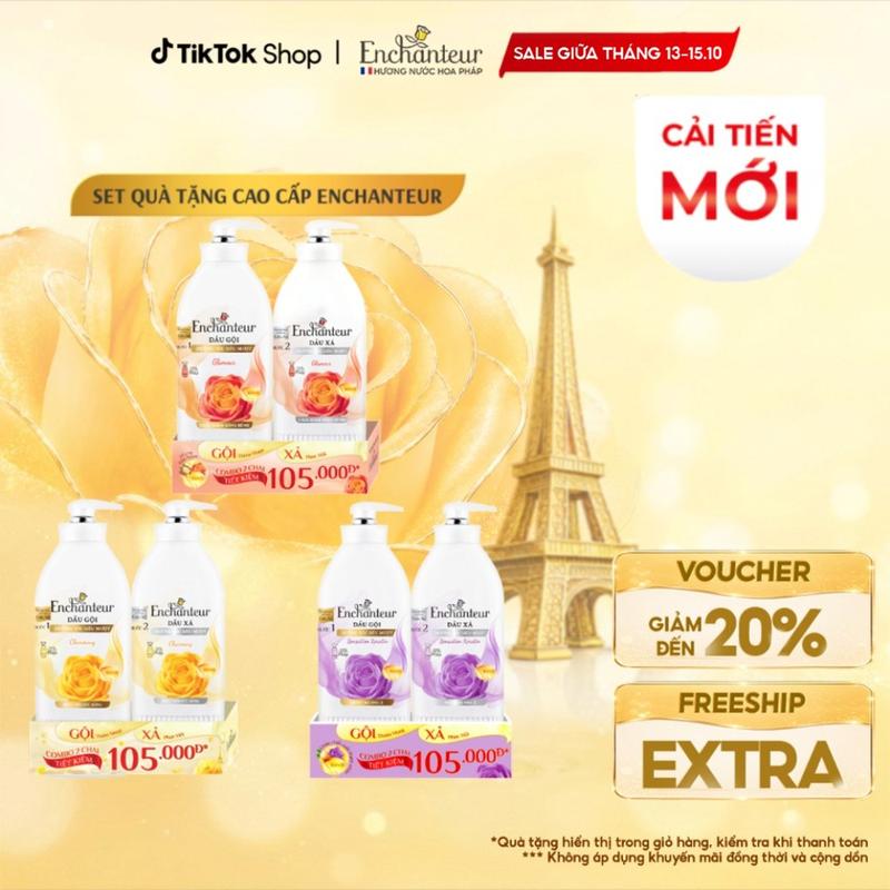 [COMBO TIẾT KIỆM GỘI XẢ] Combo Dầu Gội Enchanteur 600G / 650G Thơm Hương Nước Hoa Tặng Dầu Xả 550G / 300G
