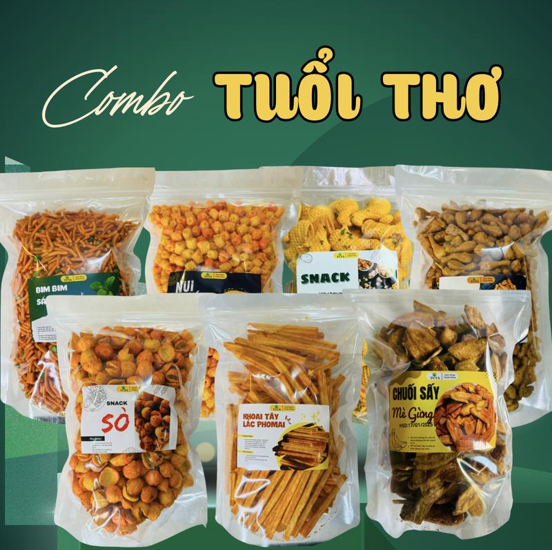 COMBO GIÒN TAN 7 Loại Snack Tuổi Thơ TỔNG 2KG Giòn Rộp Rộp Ăn Là Ghiền M7GDG