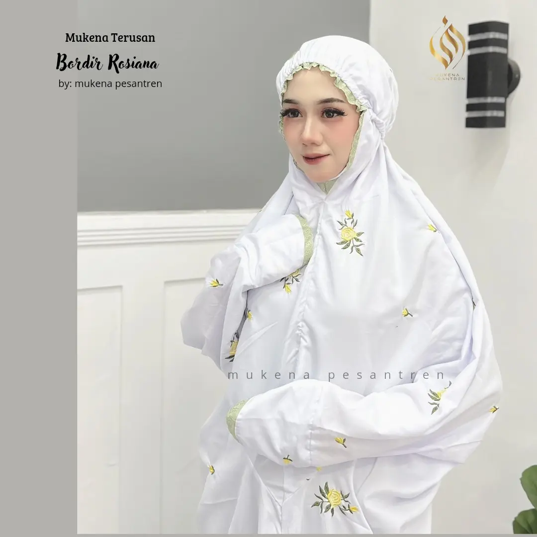 Mukena Terusan Katun Micro Bordir Tabur Motif Rosiana Katun Cantik Panjang Tebal Muslim Dewasa Mukenah mukena terusan mukena pesantren mukena  terusan Mukena Katun mukena  terusan mewah premium