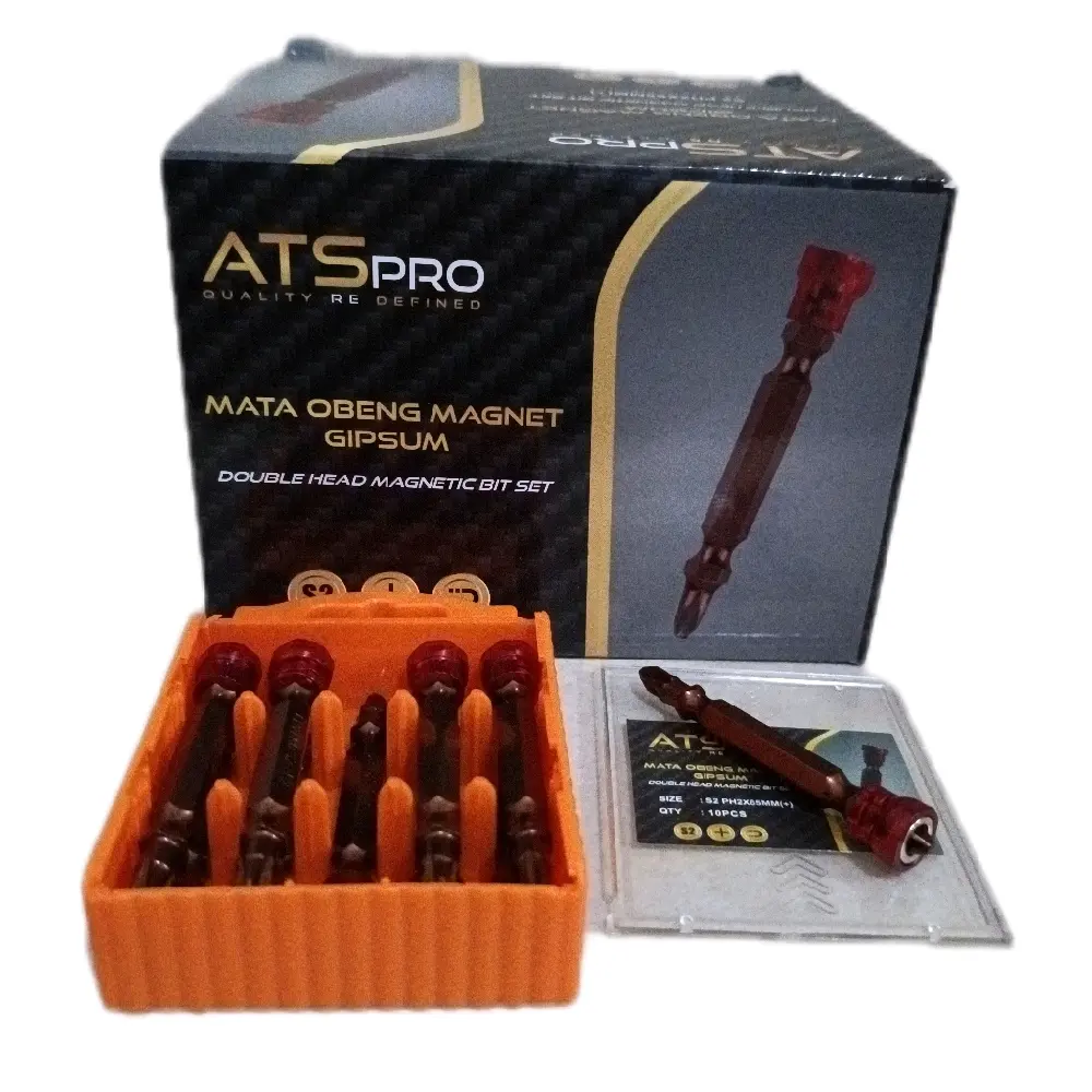 1 pack (10pcs) Mata obeng gypsum anti selip ATS pro mata obeng Magnit ph 2 x 65mm berkualitas