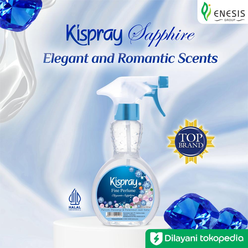Kispray Premium Elegante Sapphire Botol 318ml - Pelicin, Pelembut, Pewangi Pakaian