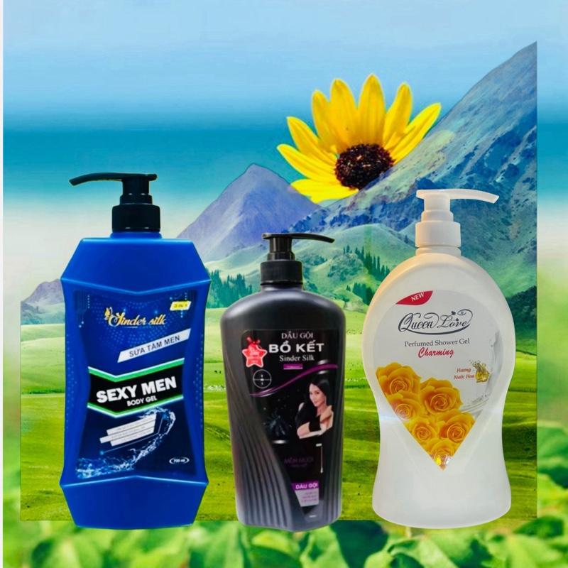 (Combo 3chai ) 1Chai Dầu Gội Bồ Kết 1000ml + 1Chai Dầu Gội Men 1200ml + 1Chai Sữa Tắm Hương Nước Hoa 1200ml