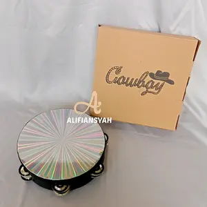 Tambourine cowboy hologram double ring 8 inch dan 10 inch tamborin kecrekan