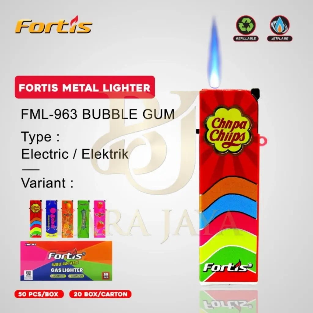 M2000 X Fortis Korek Api Bara Besi JetFlame Refillable / FML-963 Bubble Gum