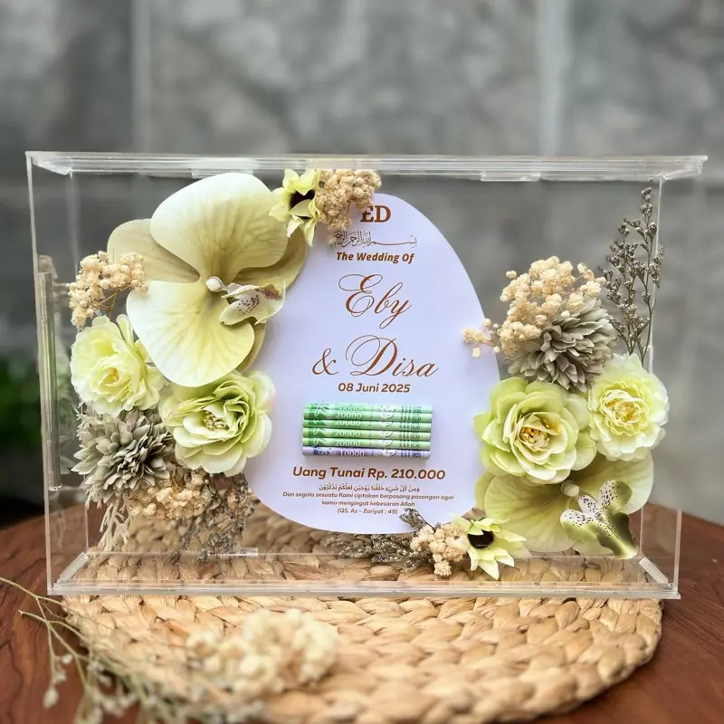 Bingkai Mahar Pernikahan Ukuran 30x20 dengan Frame Full Akrilik box Kertas 2