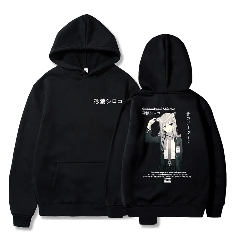 Sweater Hoodie Oversize Shiroko Blue Archive Sablon Depan Belakang Pria/Wanita/Remaja/Dewasa Sweater Hoodie 0