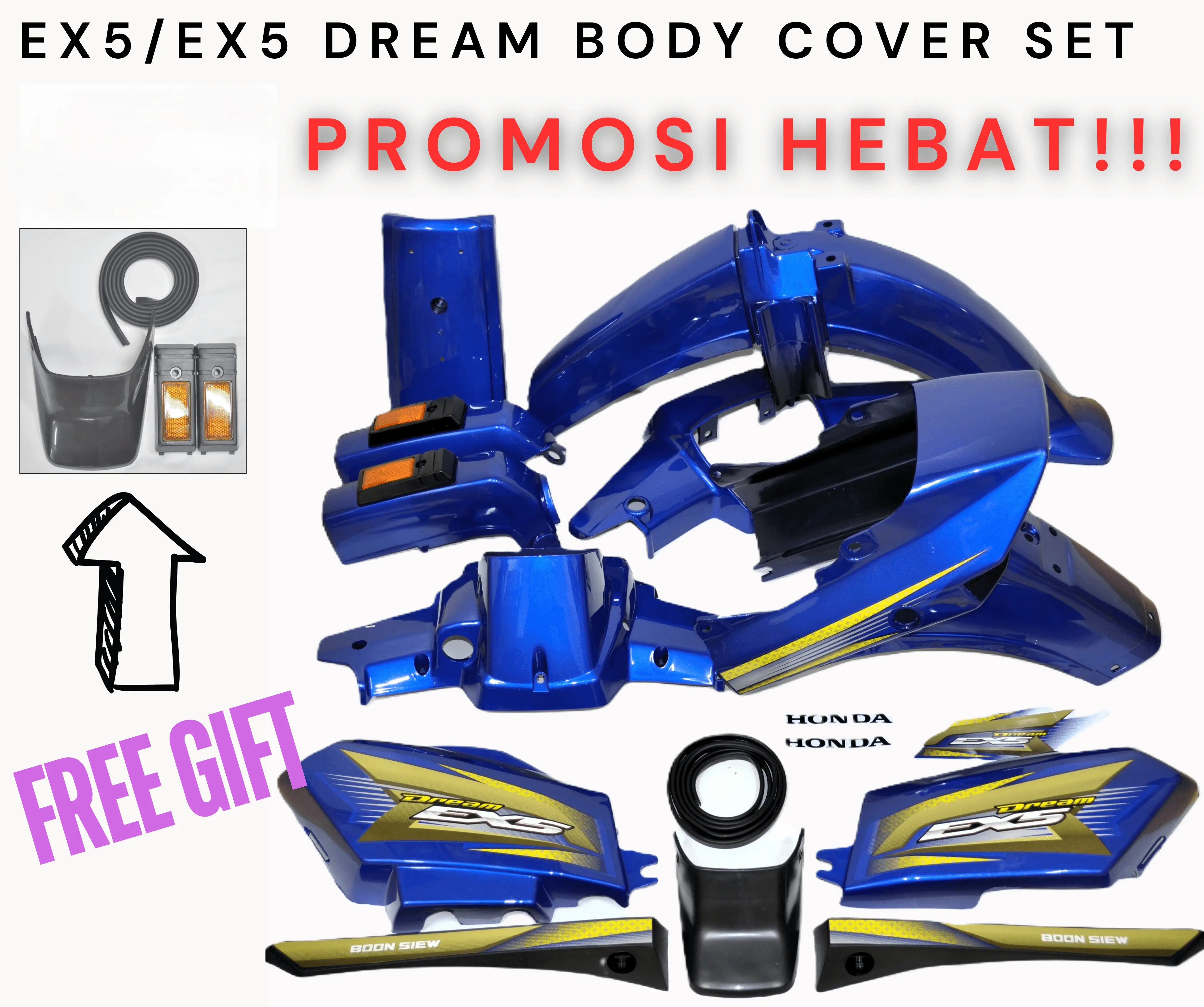 EX5/EX5 Dream Body Cover Set (Siap Tampal Sticker) + Free Gift