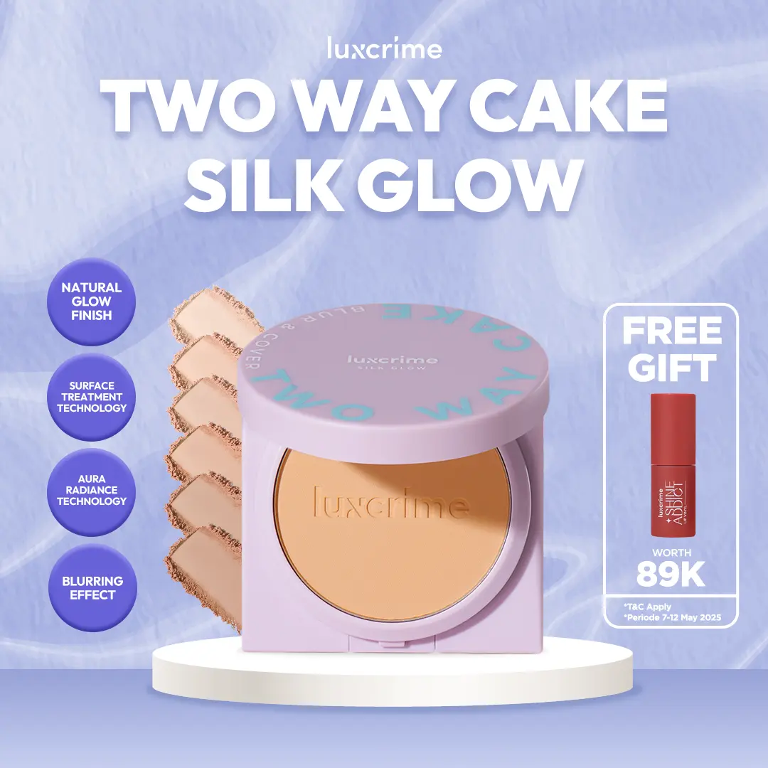FREE LIP VINYL 7 - 12 Mei - [SILK GLOW] Luxcrime Blur & Cover Two Way Cake Powder
