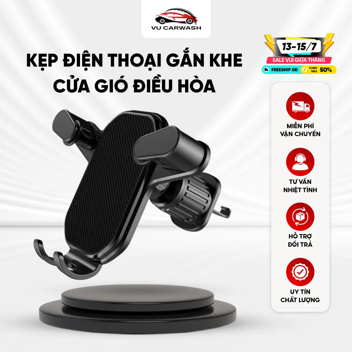 Giá đỡ điện thoại trên ô tô - Kẹp điện thoại gắn khe cửa gió điều hoà xoay 360 nhỏ gọn tiện lợi cho xe