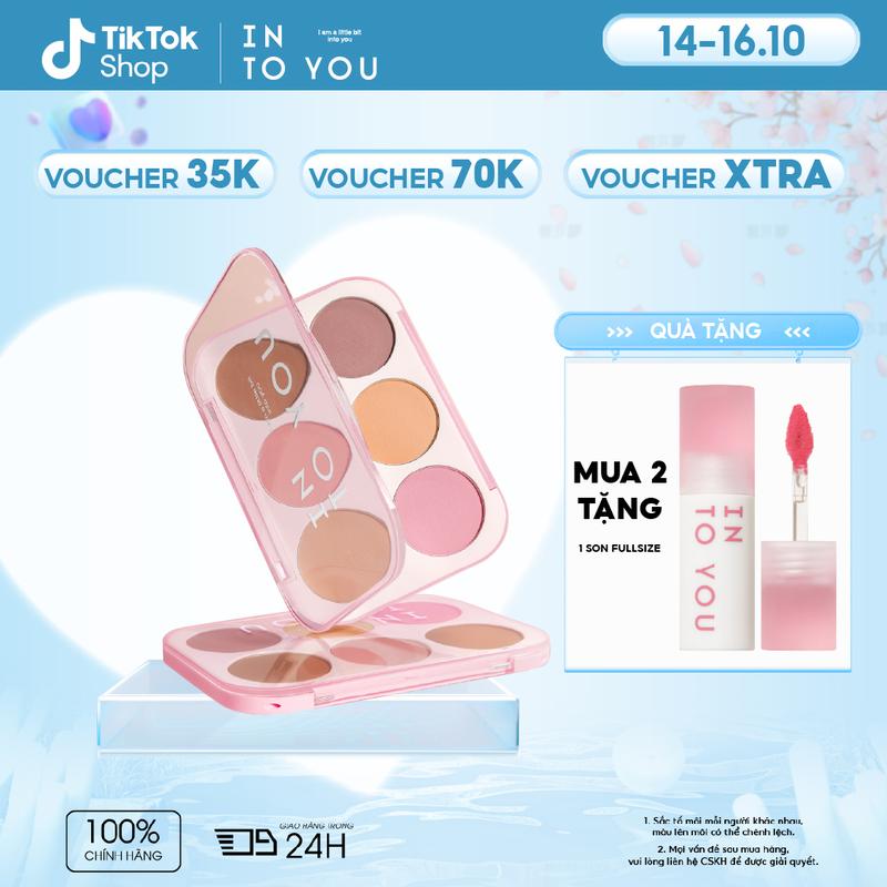 Bảng Má Hồng 6 Màu INTO YOU Lì Mờ Tông Màu Cổ Điển Phù Hợp Trang Điểm Chuyên Nghiệp 15g