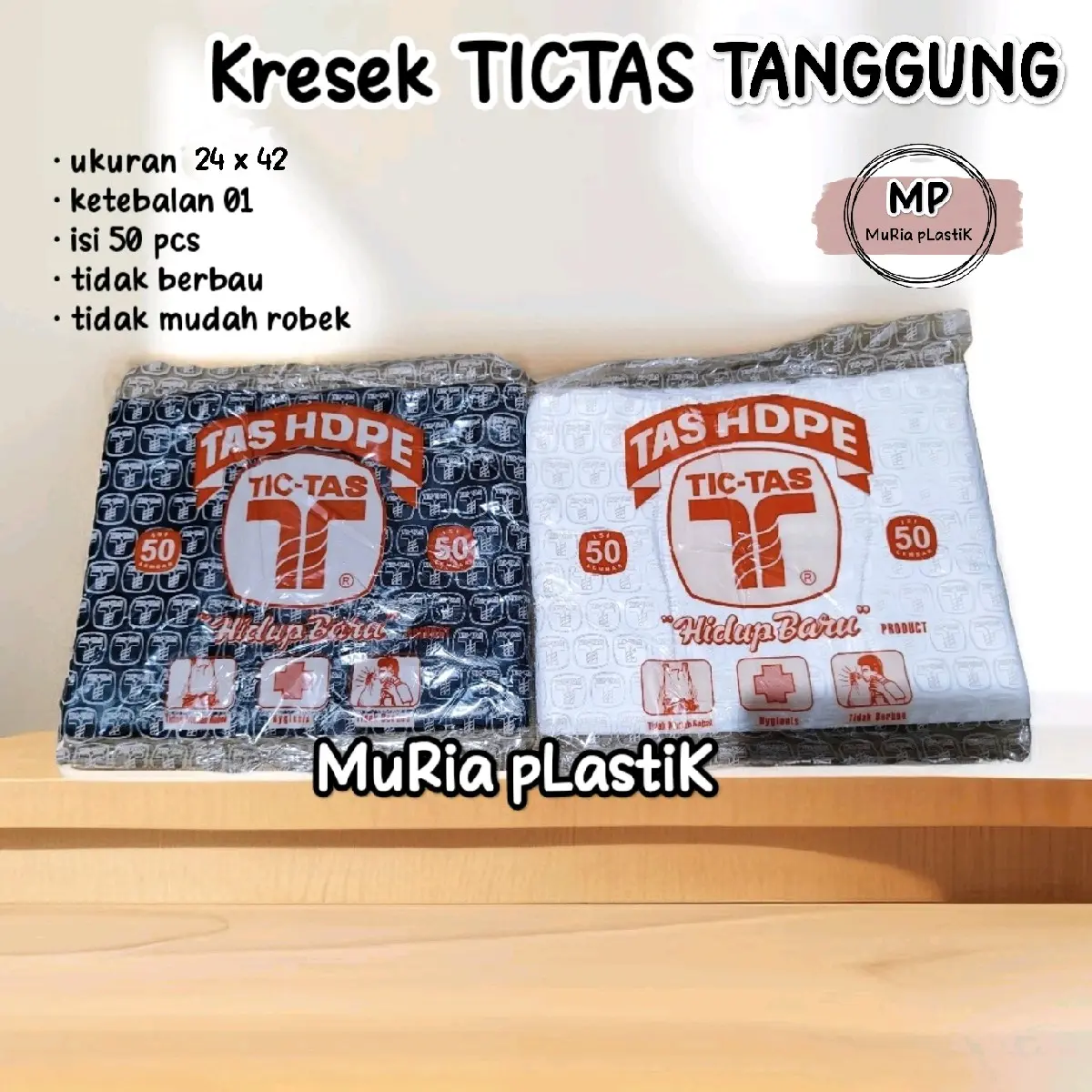 kantong kresek TICTAS TANGGUNG Hitam dan putih ukuran 24