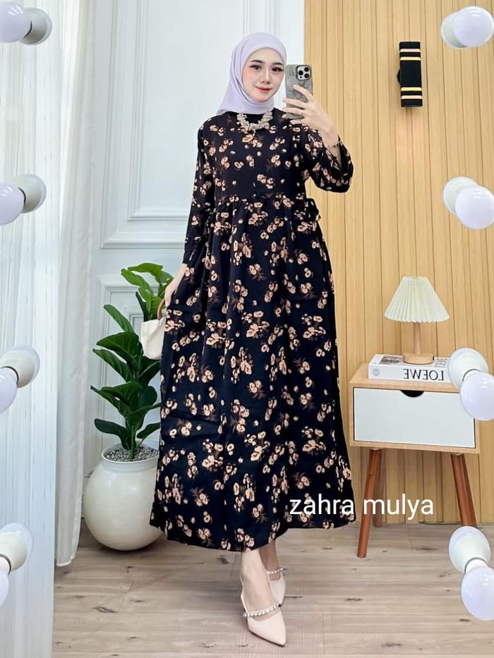 Promo Midi dress Miranda Bahan Rayon Premium Lengan 3/4 Busui Friendly  Motif Bunga Cantik Nyaman Santai Wanita - Lembut Katun Midi Muslim Panjang  ...