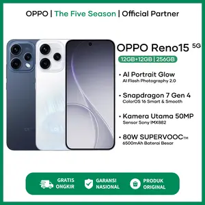 HP OPPO Reno15 5G 8/256GB 12/256GB Snapdragon 7 Gen 4 Prosesor OPPO Terbaru 2026 Garansi Resmi