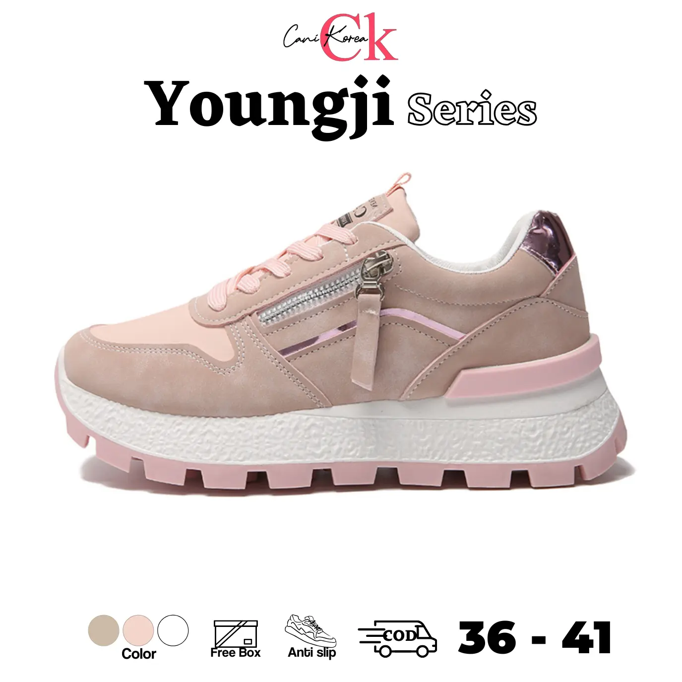 CANIKOREA Youngji Sepatu Wanita Casual Sneaker Korean Senam Shoes Sol Karet Empuk K9252