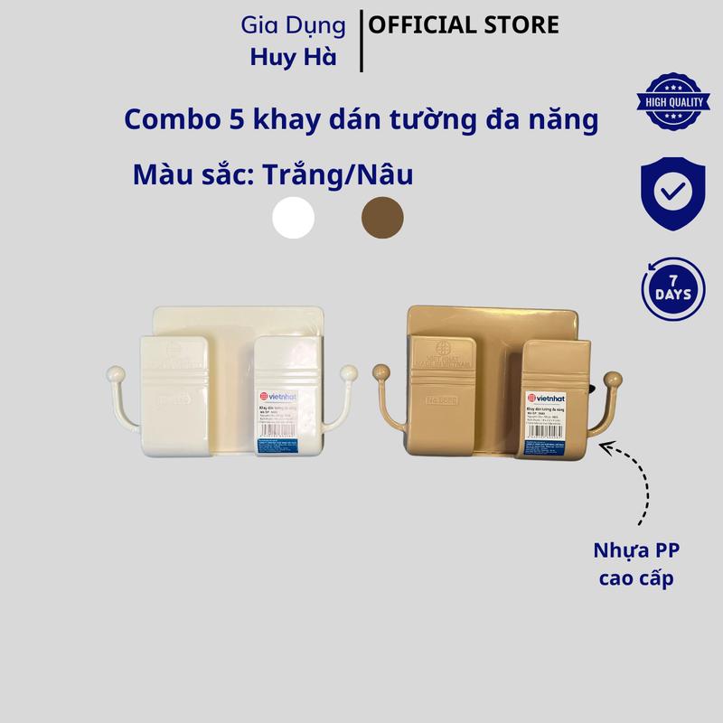 Combo 5 Khay dán tường đa năng 5689 Khay dán tường để điện thoại điều khiển Tivi điều khiển điều hòa. Khay dán tường để vật dụng móc treo chìa khóa tiện lợi.