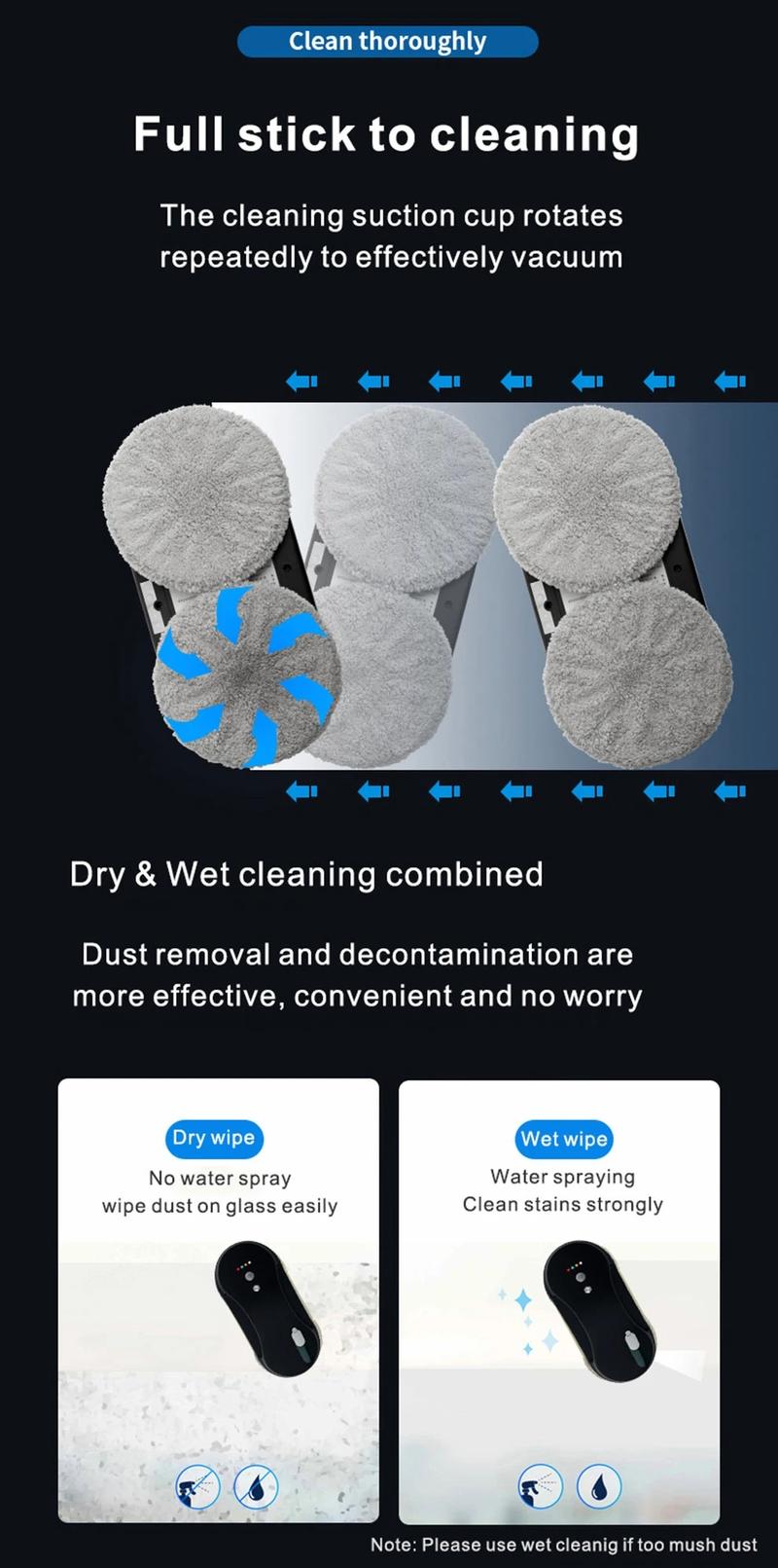 Product Introduction of Window Cleaner Robot Vacuum Cleaner W-R3S 5600pa High  suction power，With Manual & Automatic water spray ，With APP & remote control Window cleaning Robot Home Appliances mesin basuh coway Mesin 16