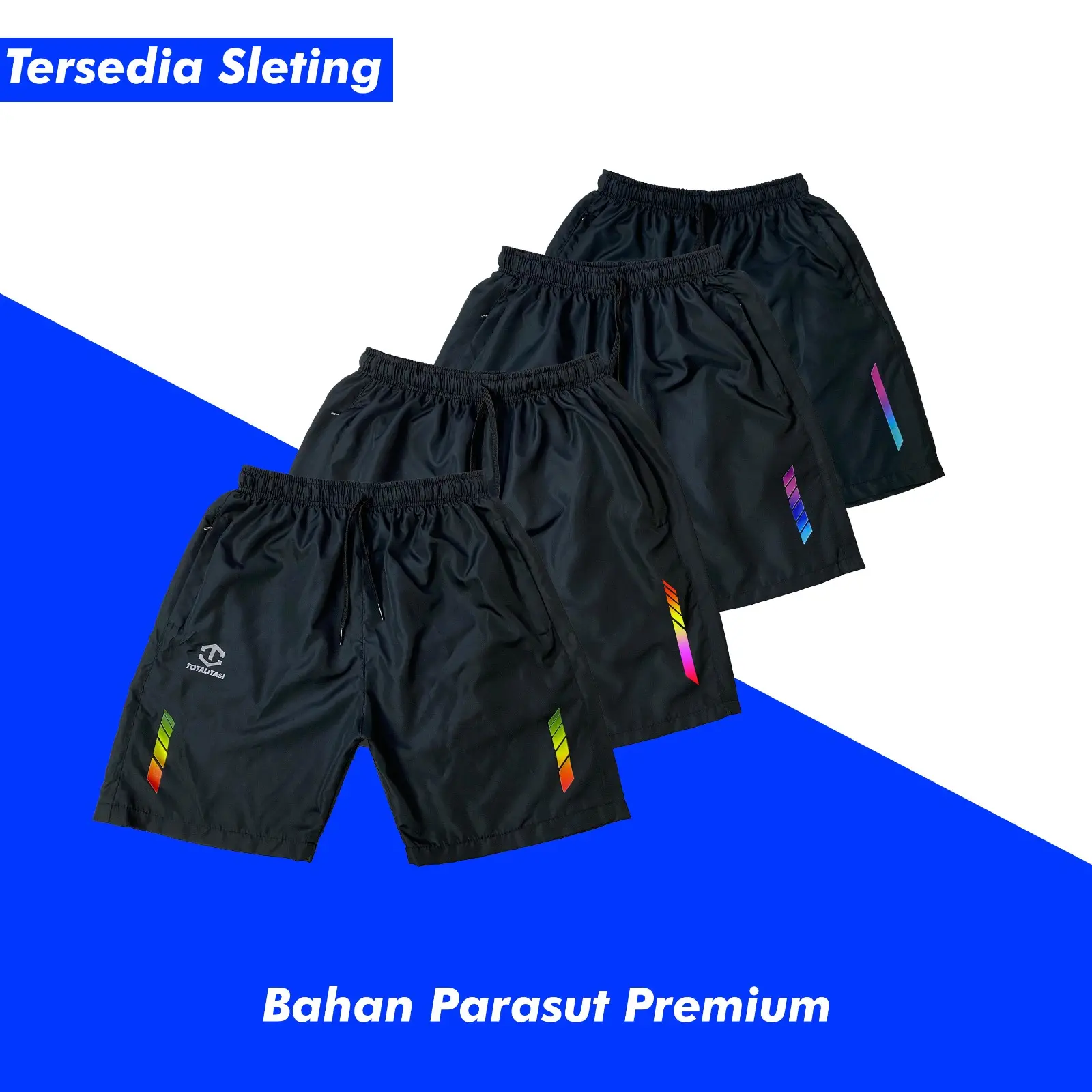 Celana Pendek Parasut Olahraga Saku Resleting Pria Wanita Running Gym Sport Kolor Volly Futsal Bulu Tangkis Jogging Bahan Berkulitas Tinggi
