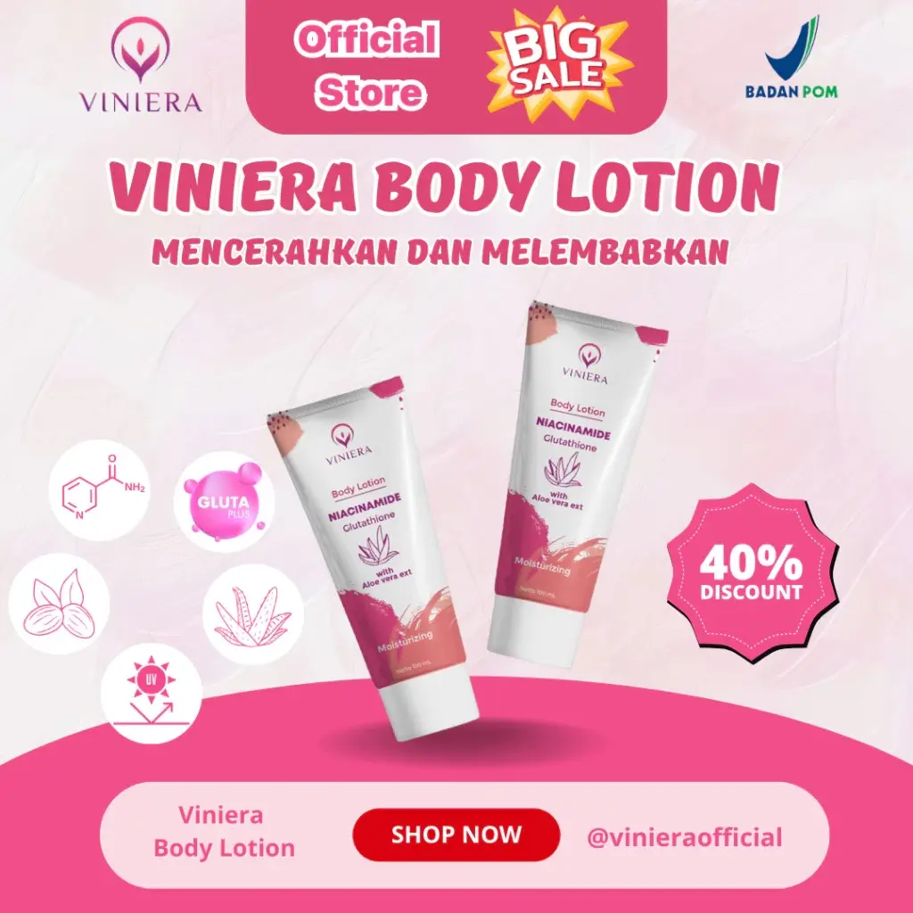 Viniera Body Lotion With Niacinamide Mencerahkan dan Melembabkan Kulit Original
