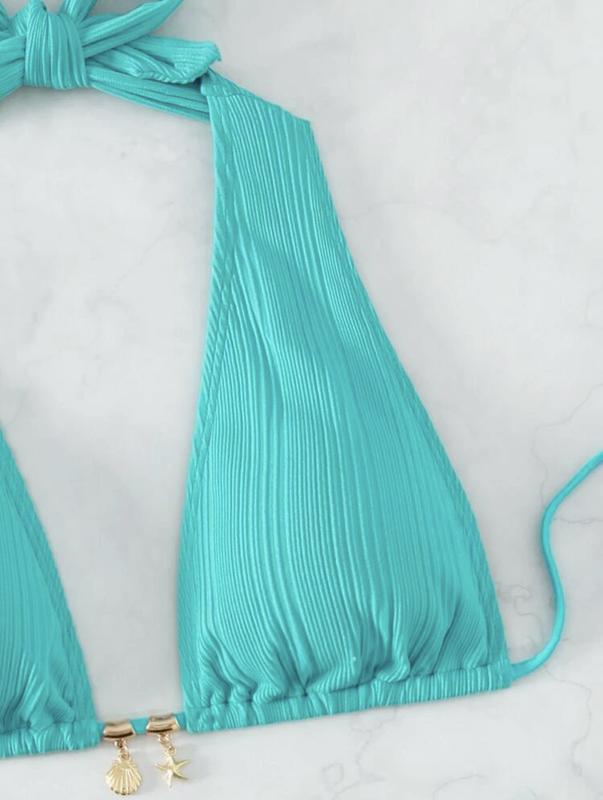 Áo Tắm Bikini, Màu Trơn Có Dây Đeo Cổ 1