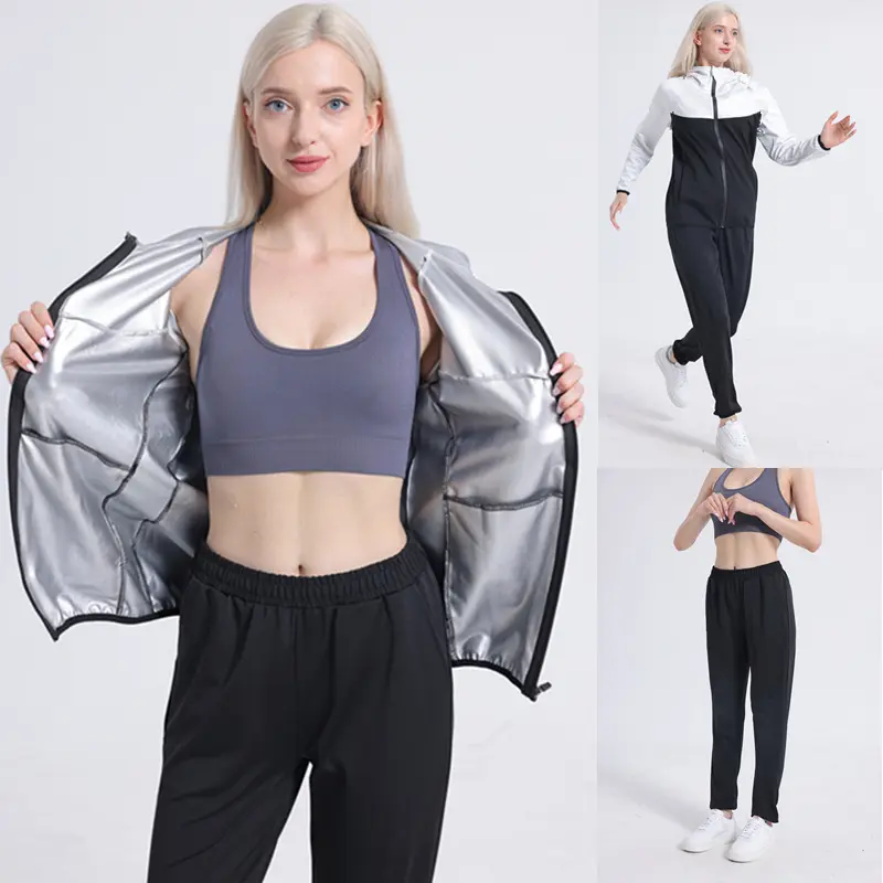Plus Size Sauna Suit Sweat Suit for women track suit women sauna jacket with zipper sweat jacket running Exercise Gym Anti-Rip Suit