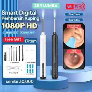 Skylumba Pembersih Kuping LED Koneksi Nirkabel Pembersih Kuping Kamera Cerdas Charing Tanpa Baterai Alat Korek Kuping VE06