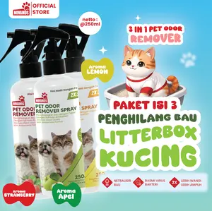 NOVAMOS Paket 3pcs Lebih Hemat & Murah Penghilang Bau Kotoran Pipis Kucing Terbaik Odor Remover Spray Pewangi Pengharum Pasir Kucing Penghilang Bau Pesing Kandang Kucing Terlaris Novamos Ampuh dan Praktis Bau Hilang Seketika Penghilang Bakteri Litter Box