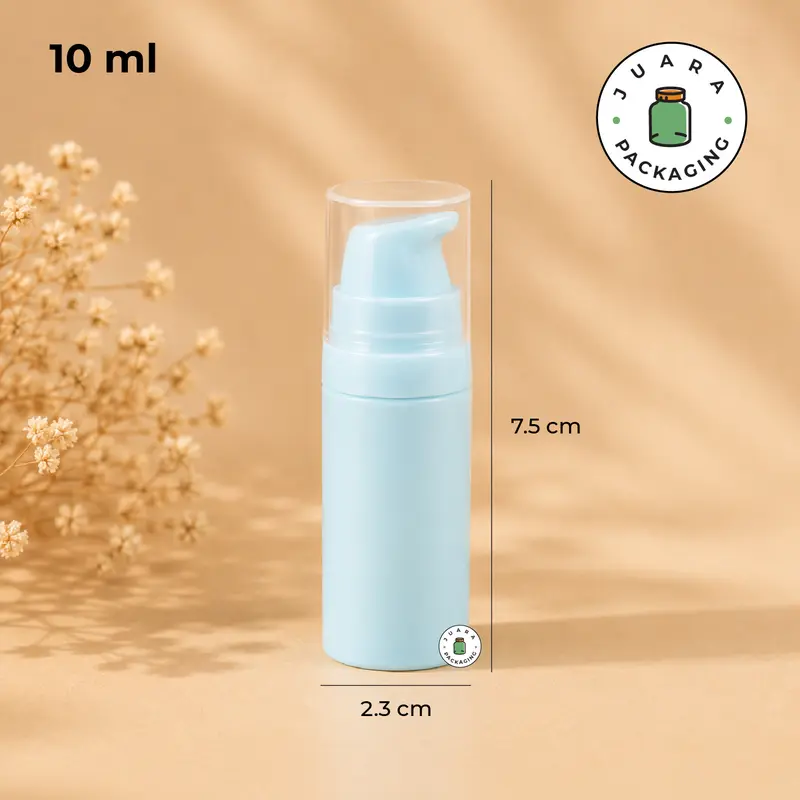 Botol Pump Airless Mini 5ml 10ml 15ml – Wadah Skincare Lotion Serum Kosmetik Kecil Import Tebal Plastik Warna Pink Putih Biru Hitam Botol Isi Ulang Elegan Anti Bocor Premium