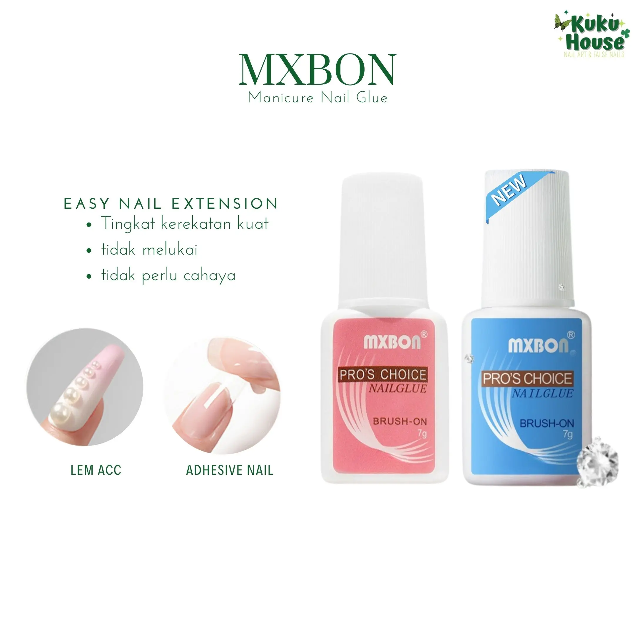 Lem Kuku Cair MXBON / Lem Kuku Palsu MXBON / Nails Glue MXBON / Fake Nail / Kuku Palsu / Nail Art / Nail Polish