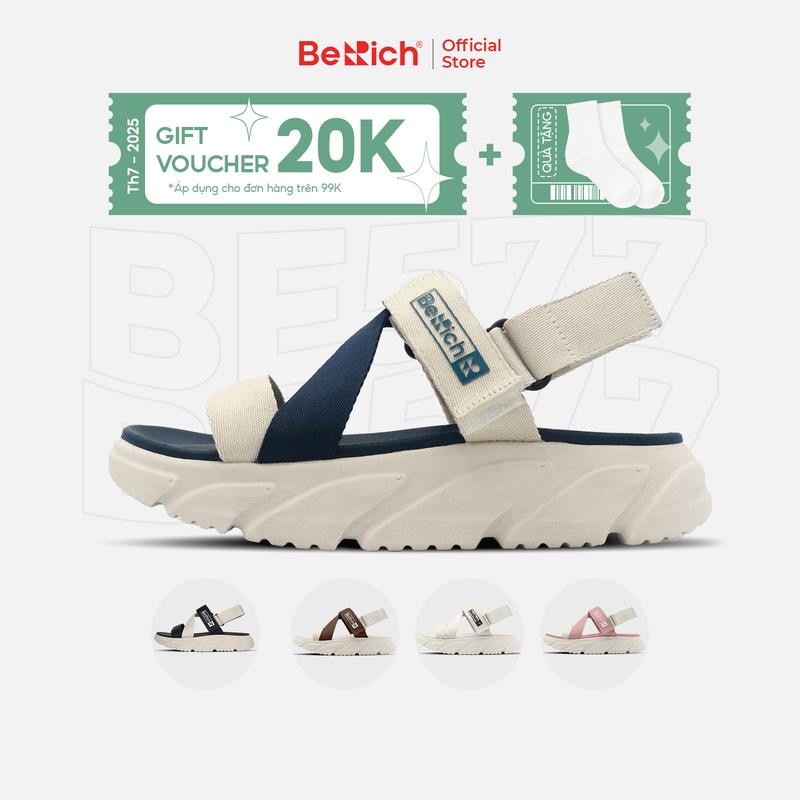 Giày Sandal Nam Nữ Berich Quai Chéo Unisex BE577 - DéP Quai Hậu Đế Bằng Cao 5cm quai  hau