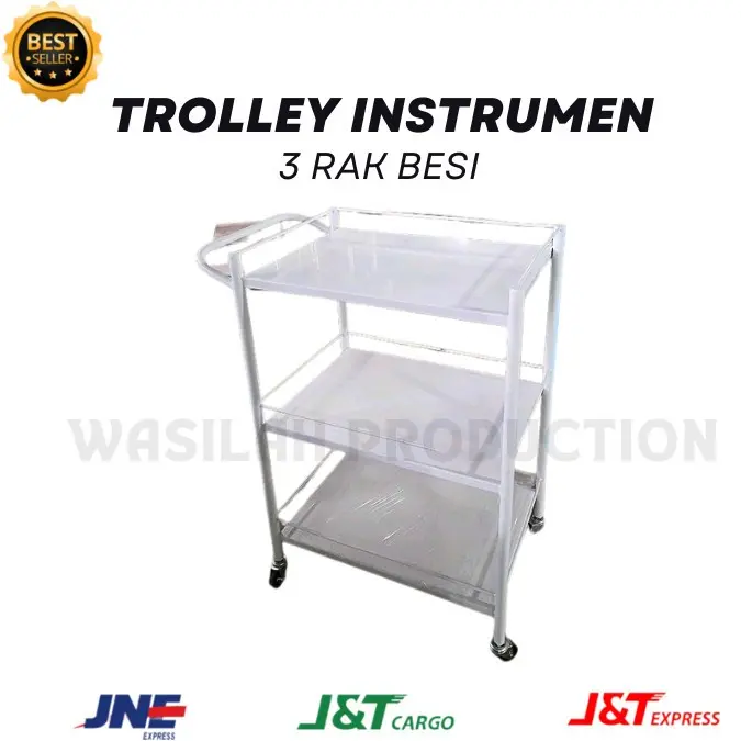 TROLLEY INSTRUMEN 3 RAK STAINLESS || TROLI 2 LACI || TROLI 3 SUSUN || TROLI BESI || MEJA PASIEN - 3 RAK BESI