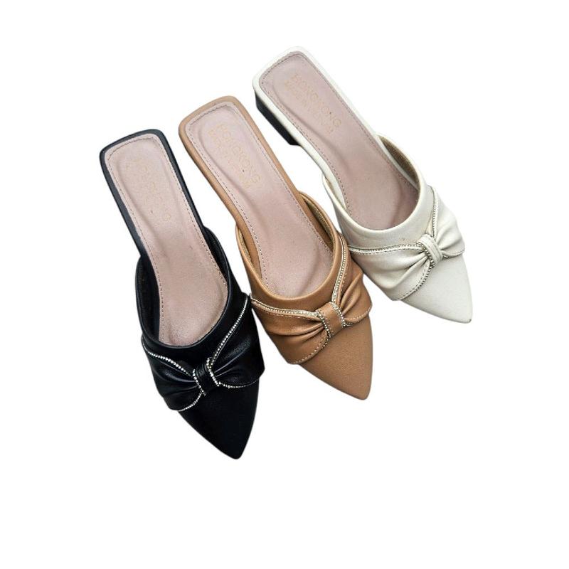 sục 3 phân nơ nhiếu xoàn chất da mềm shop myle779 GiàY DéP guốc đế depnuhottrend 2023 giày cao sandal thoitrang déplê dép giay dep quaimanh got ngoai