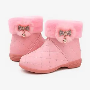 S&B KID - Sepatu Anak Perempuan Boots Fashion Terbaru Anti Slip Princess Forzen Anak Cewek Bahan Glitter Sequin Warna Pink Size 26-35