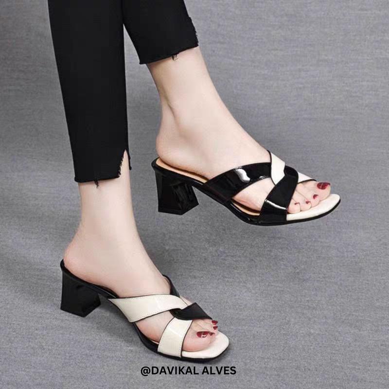 Sandal heels wanita terbaru korea fashion 5 cm kekinian Hak Setengah (3-5 cm) 2