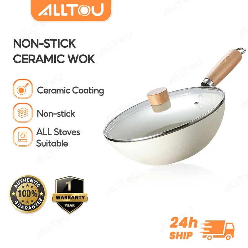 ALLTOU non-stick ceramic cookware frying pan removable handle pot composite pot bottom Kitchenware