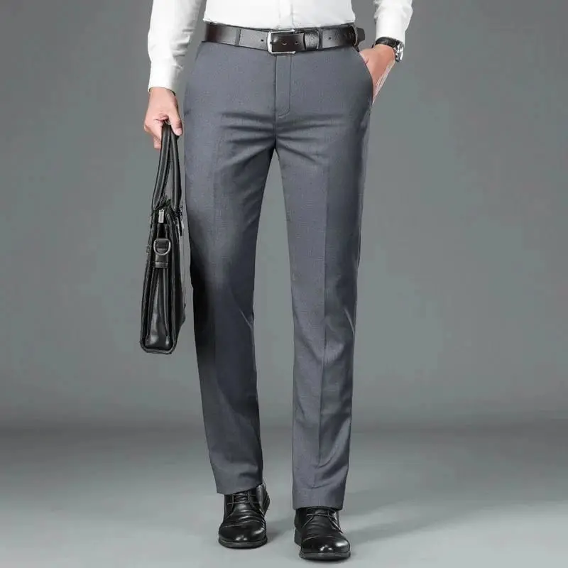 Celana Pria Formal Bahan Dasar Kain Woll Black Slimfit Kerja Kantor Panjang Hitam Dewasa Nyaman 2