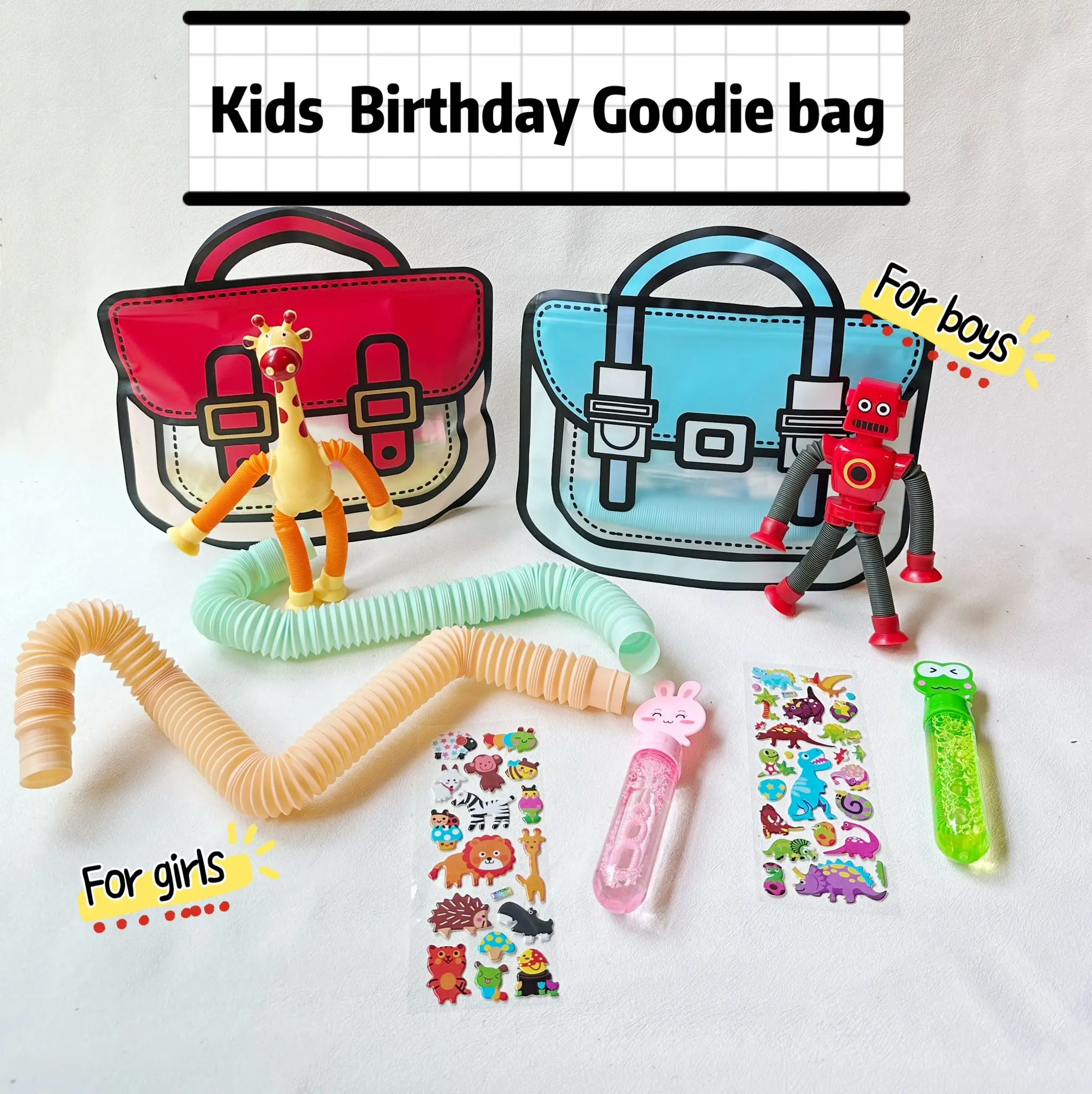[SG Seller] Kids birthday goodie bag gift set birthday return gift pop tube children's day set Sticker