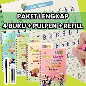 SANK Magic Copy Book 1 SET ISI 4 BUKU + PULpen Buku Belajar anak mainan edukatif anak pen alat Stationery