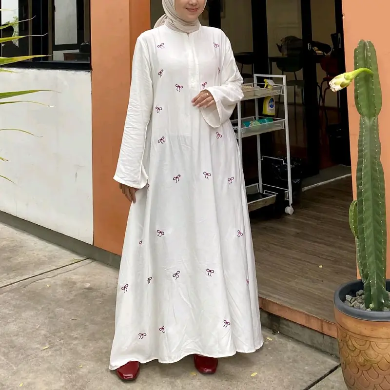 Abaya Pita Bordir/ Abaya Coquette/ Ribbon Abaya Wanita Muslim 2