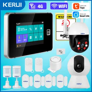 KERUI Smart Life 4G WiFi Burglar Alarm 4.3 Inch Touch Screen Home Alarm System GSM Alarm Kit G64B PIR Motion Sensor Door Sensor - KIT 7 200009209:201447606