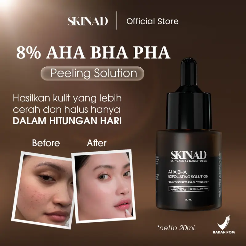 SKINAD AHA BHA PEELING SOLUTION Exfoliating Serum 1 Pcs Mengangkat sel kulit mati Darkspot Bruntusan Mencerahkan Mengontrol Wajah Berminyak Mengecilkan pori-pori 0