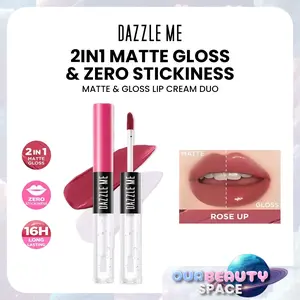 DAZZLE ME Matte & Gloss Lip Cream Duo 2in1 Lip Cream for Matte And Glossy Finish Transferproof Moisturizing, Waterproof