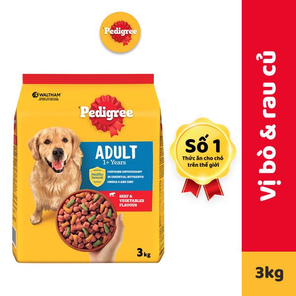 Thức Ăn Dạng Hạt Khô Cho Chó Lớn PEDIGREE Vị Bò Và Rau Củ 3kg