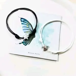 terlaris 2 pcs gelang couple bintang silver model tali Korea 1mm