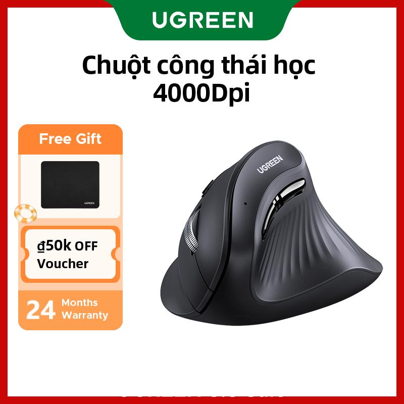 UGREEN, Nhấp vào im lặng, 4000DPI, Chuột không dây công thái học dọc, dành cho máy tính xách tay, PC, Windows và Mac OS