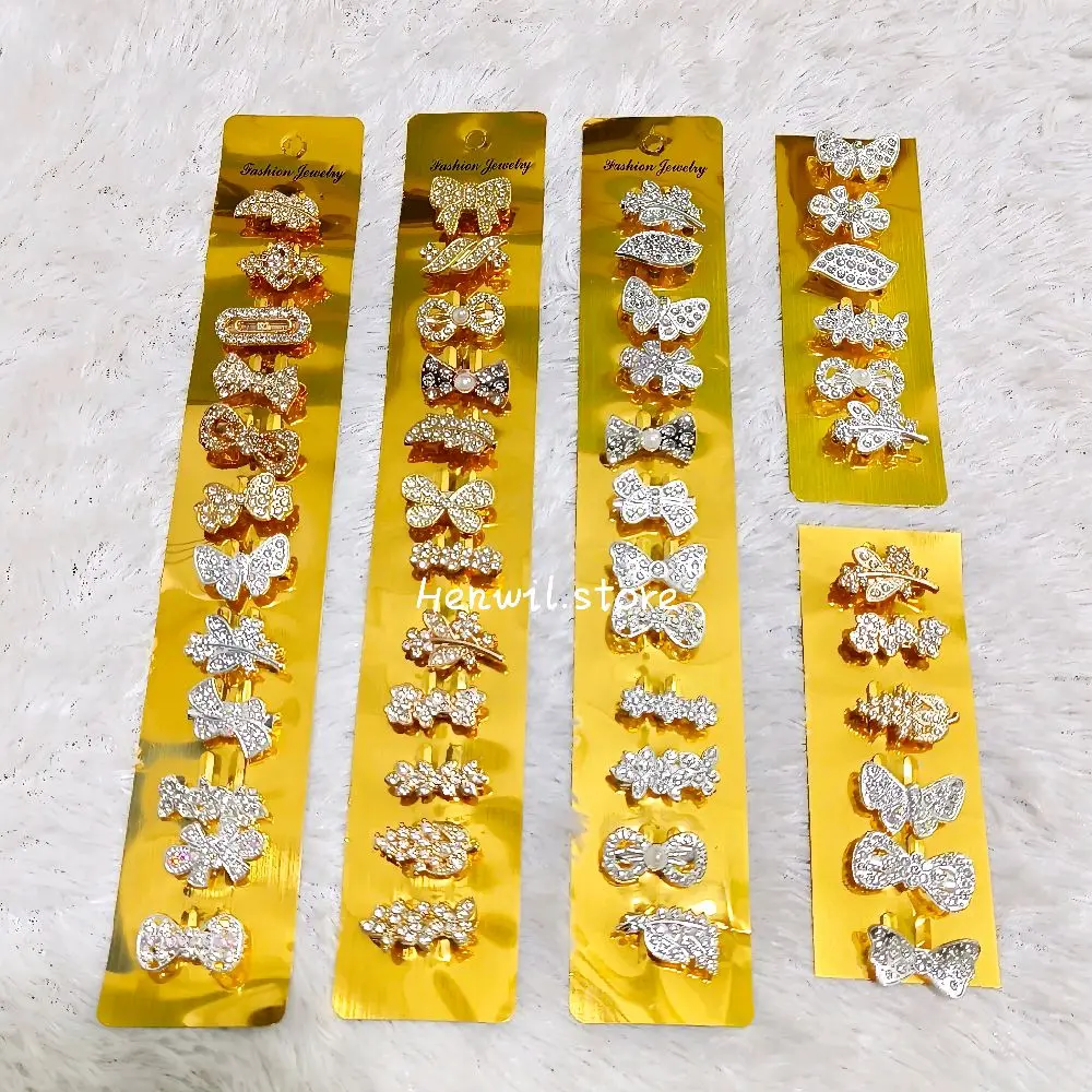 6 pcs dan 12 pcs bros dagu kecil 2 cm / dagu mini hijab mix motif Muslim