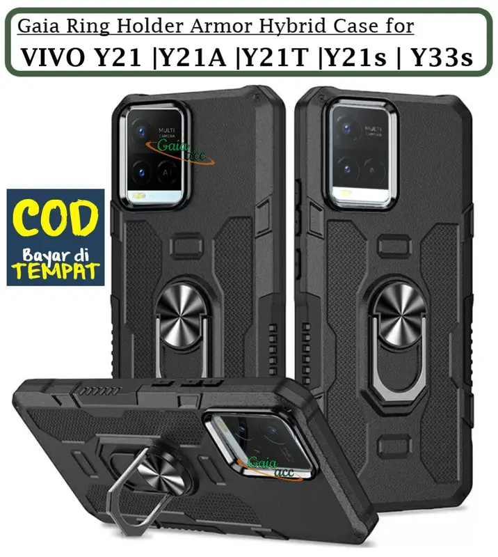 Casing Untuk Vivo Y21/Y21s/Y21t/Y21a| Y33S Hard Case Ring Armor Robot Case Kickstand Hybrid/Ring Holder 7